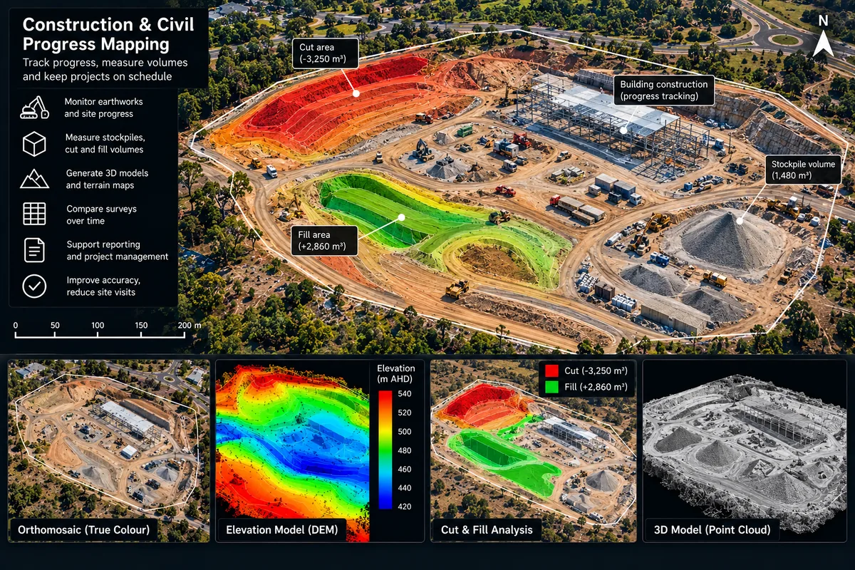 Illustrative construction and civil drone mapping example