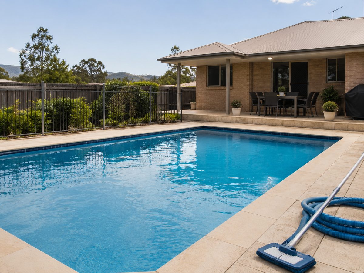 Clean, clear backyard swimming pool in Tamworth