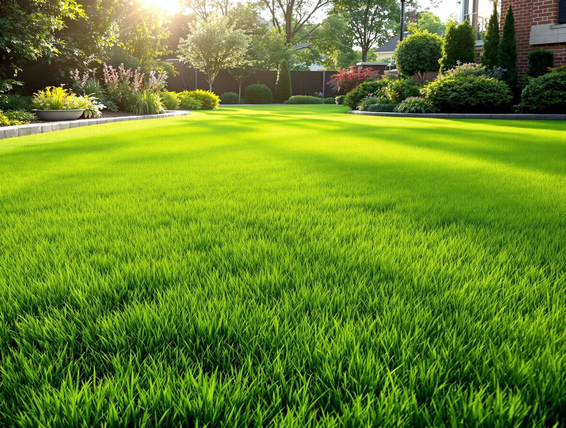 Lush, perfectly even green lawn